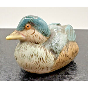 Vintage East German GDR Porcelain Duck Figurine Germany Blue Crown Mark